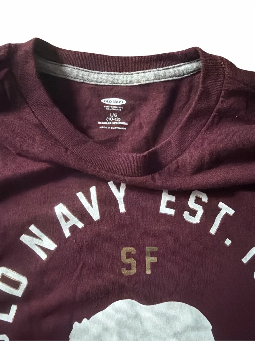 Old Navy Boy’s Burgundy California Bear Graphic Long-Sleeve Tee